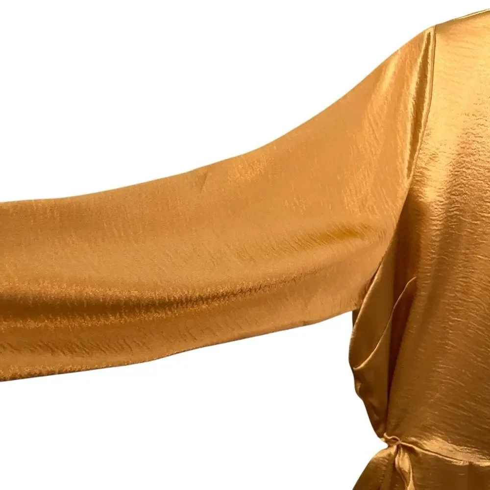NEW Alexa B Nites Elegant Golden Yellow Wrap Dress in Size 14 - Picture 9 of 13